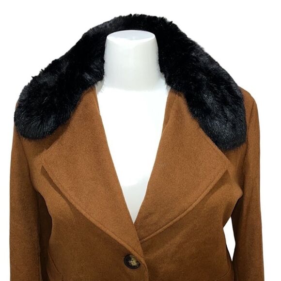 Calvin Klein Single-Breasted Wool Blend Faux-Fur Coat Size 3X NWT - Picture 8 of 16